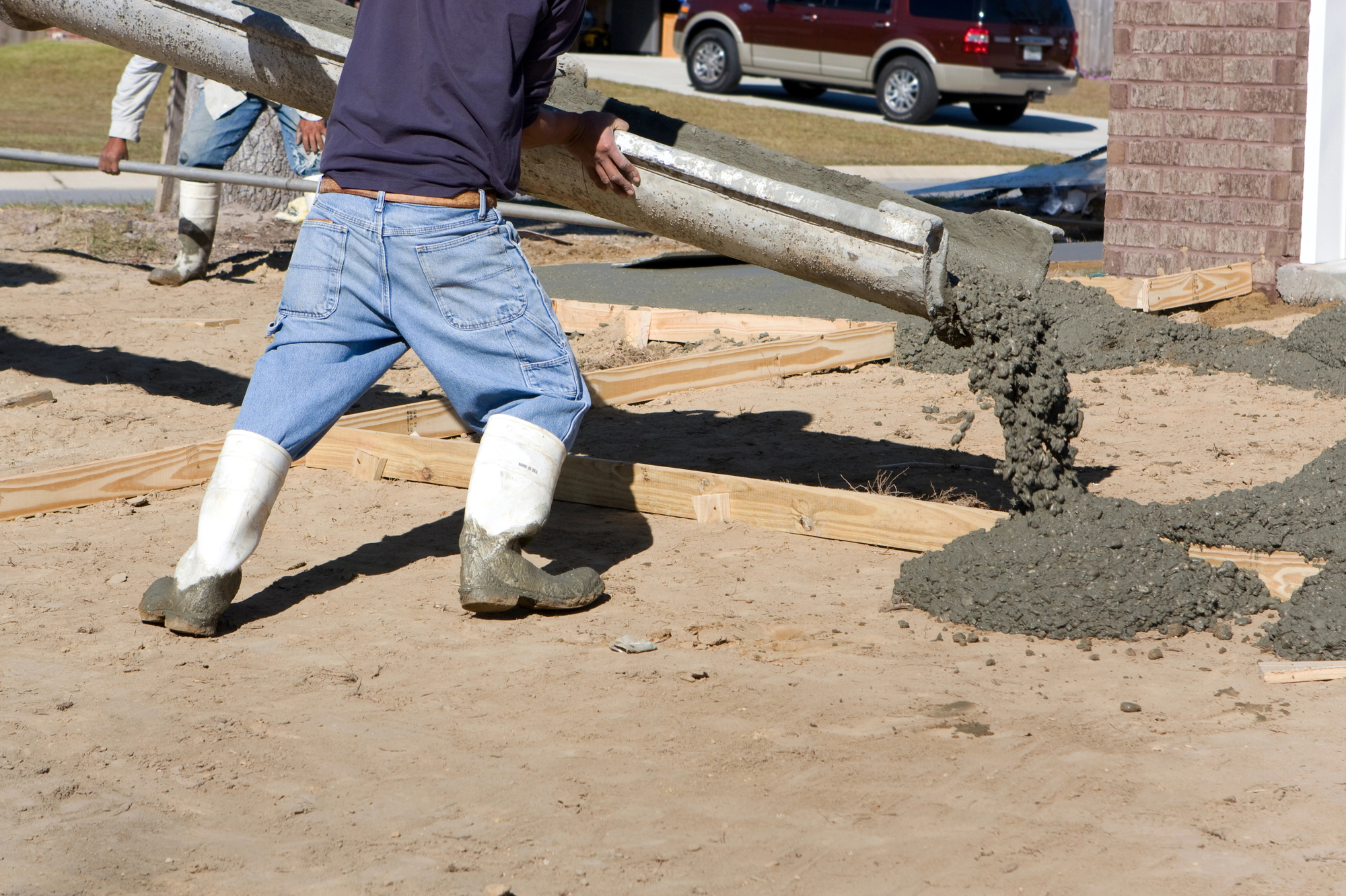 pouring concrete
